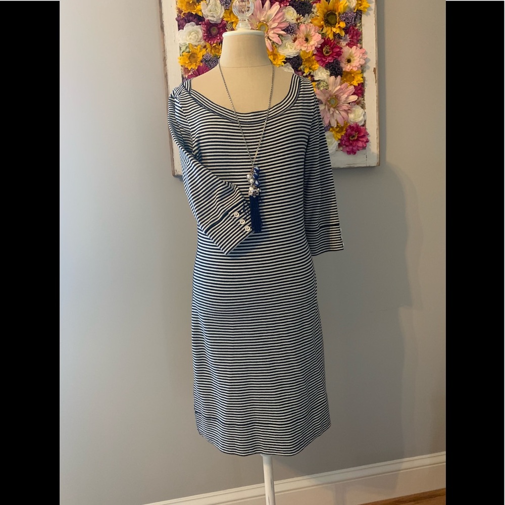 Nautical navy/white striped cotton dress